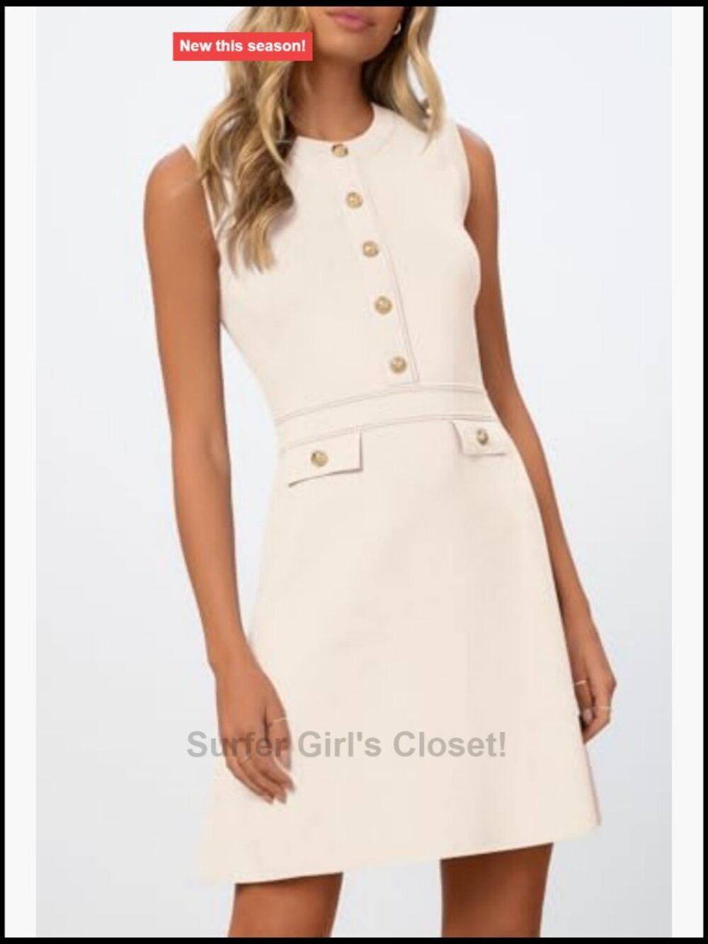 Sleeveless Knit Button Down Mini Dress Sheath - Picture 2 of 7